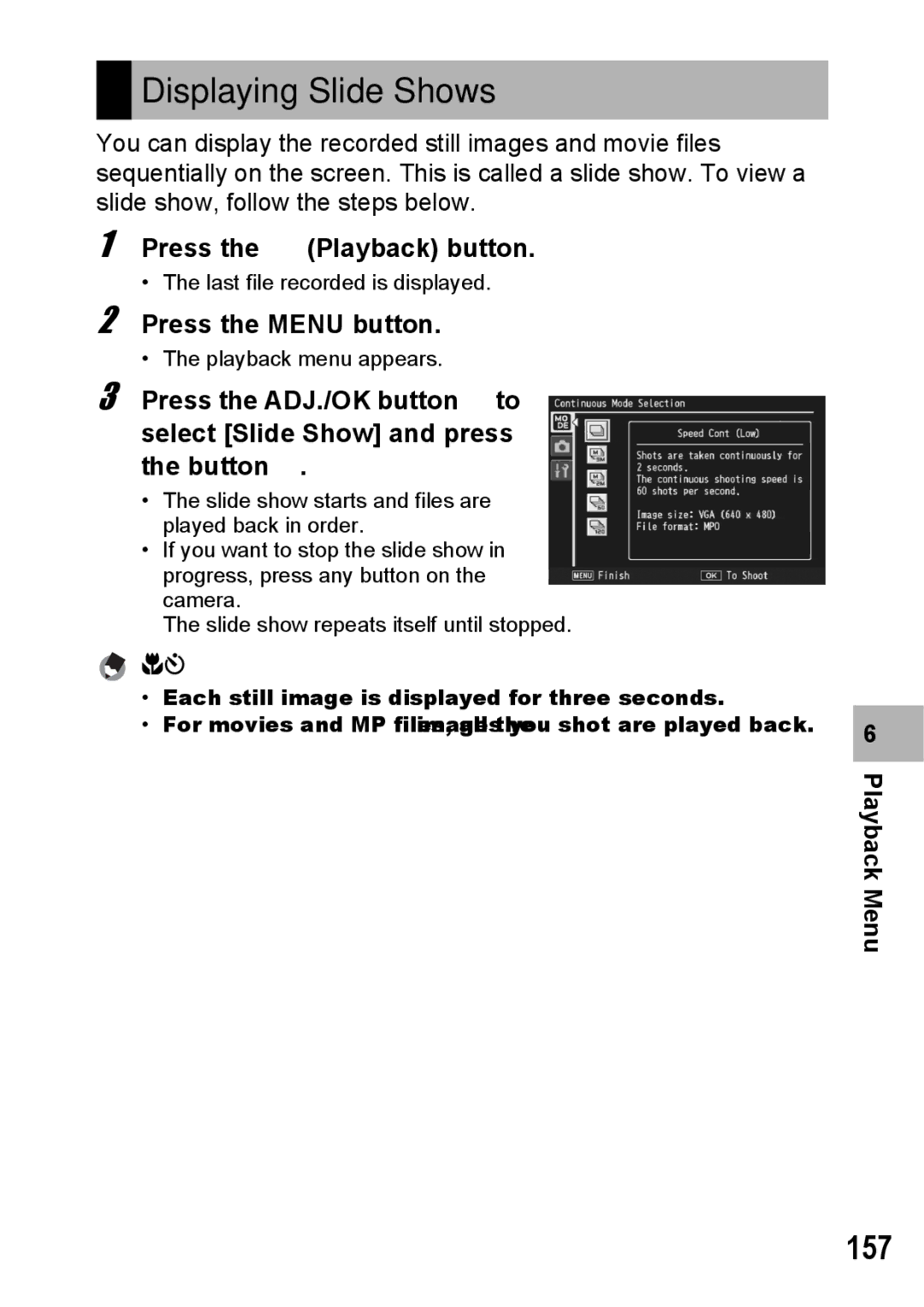 Samsung CX2 manual Displaying Slide Shows, 157 