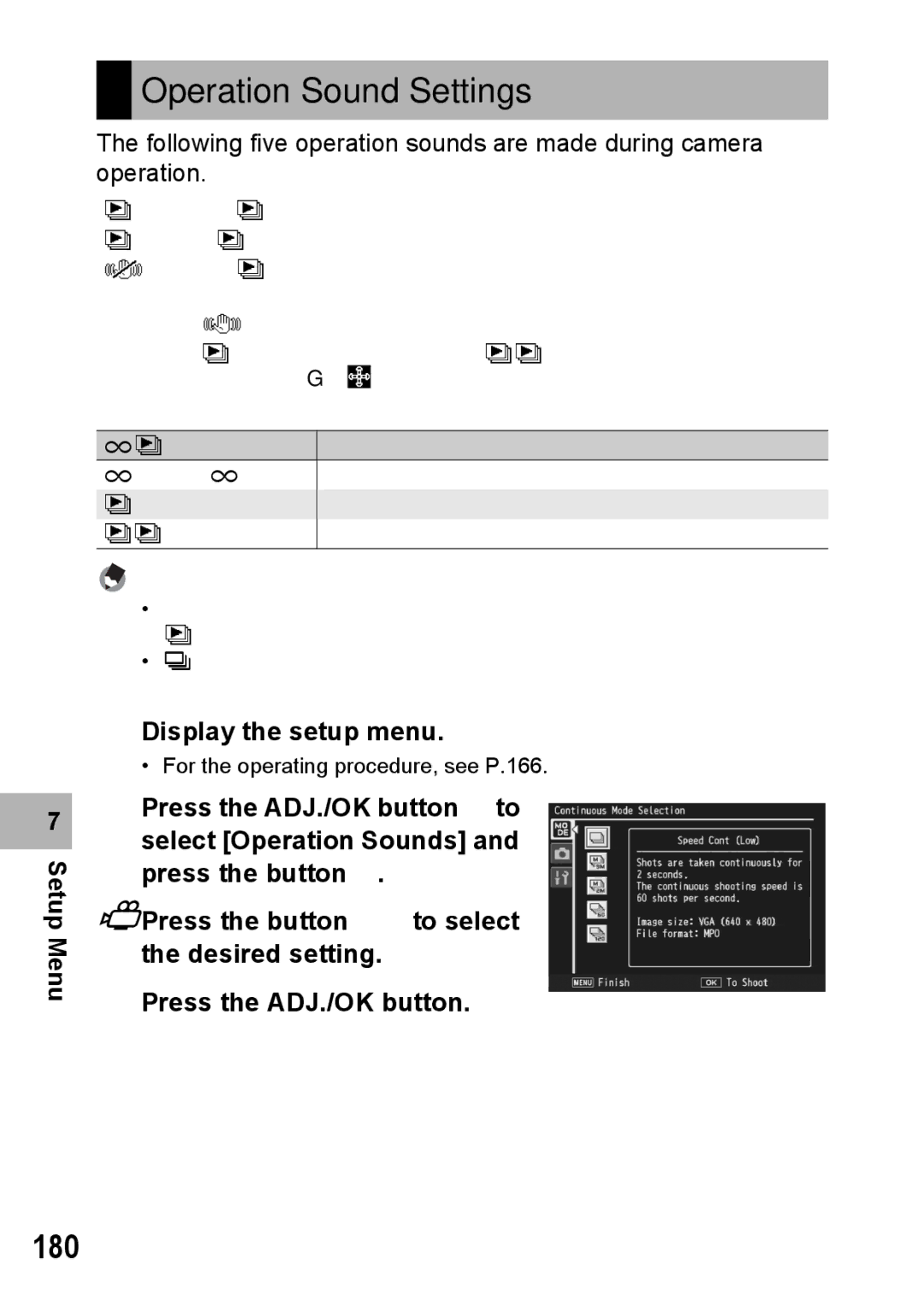 Samsung CX2 manual Operation Sound Settings, 180 