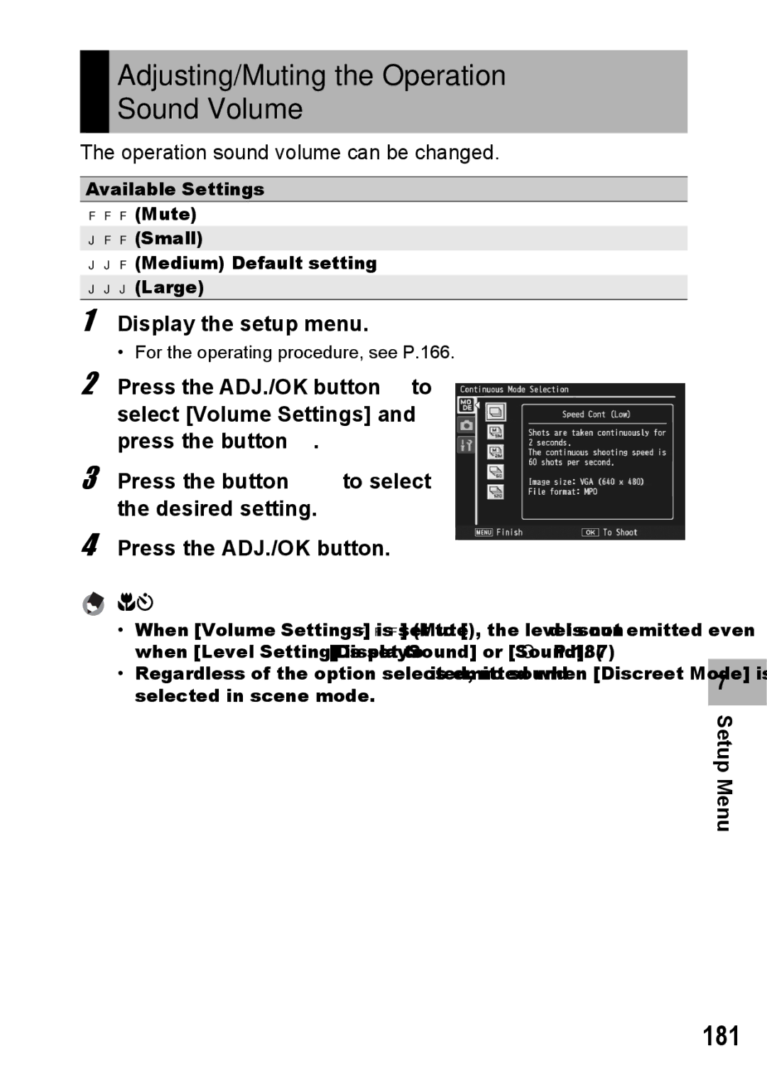 Samsung CX2 manual Adjusting/Muting the Operation Sound Volume, 181 