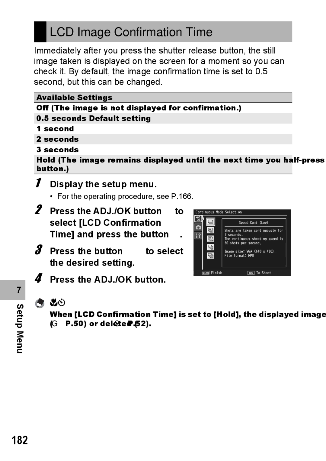 Samsung CX2 manual LCD Image Confirmation Time, 182 