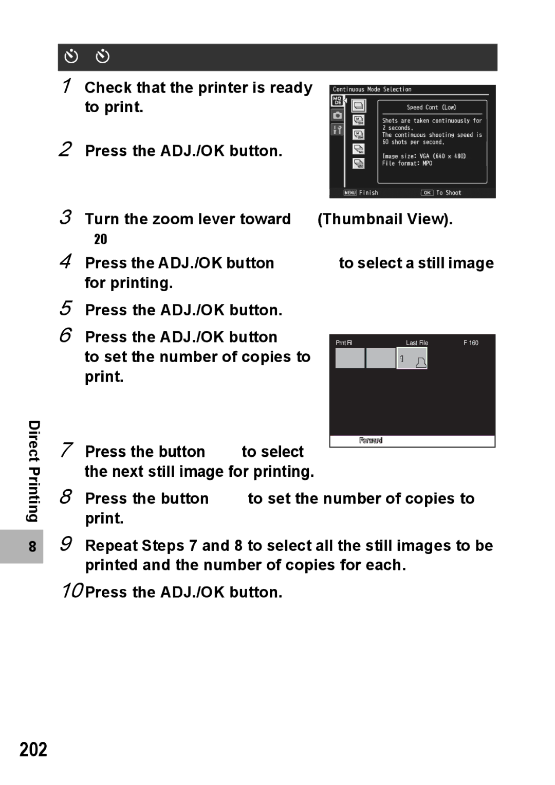 Samsung CX2 manual 202, Printing Several Still Images 