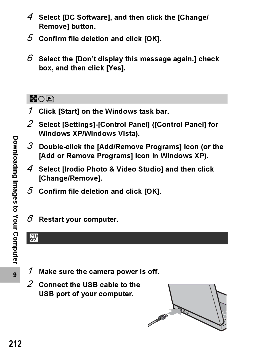 Samsung CX2 manual 212, Downloading Images Using DL-10, Restart your computer 