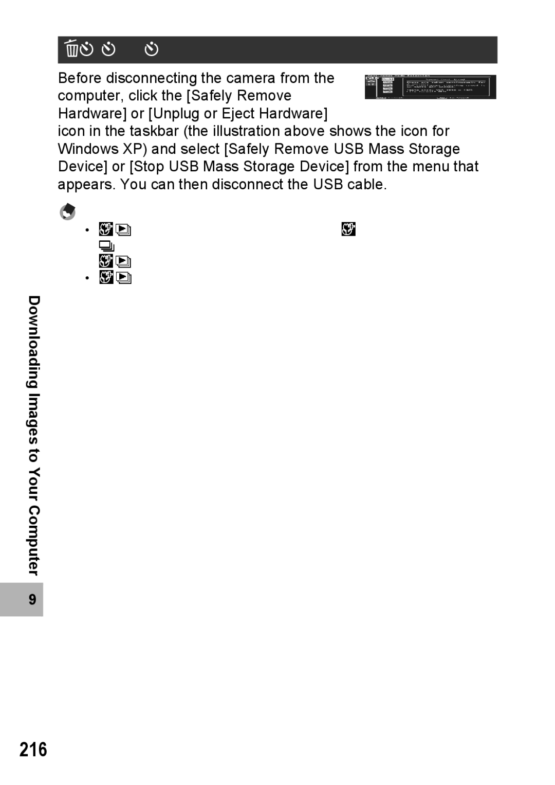 Samsung CX2 manual 216, Disconnecting the Camera from Your Computer 