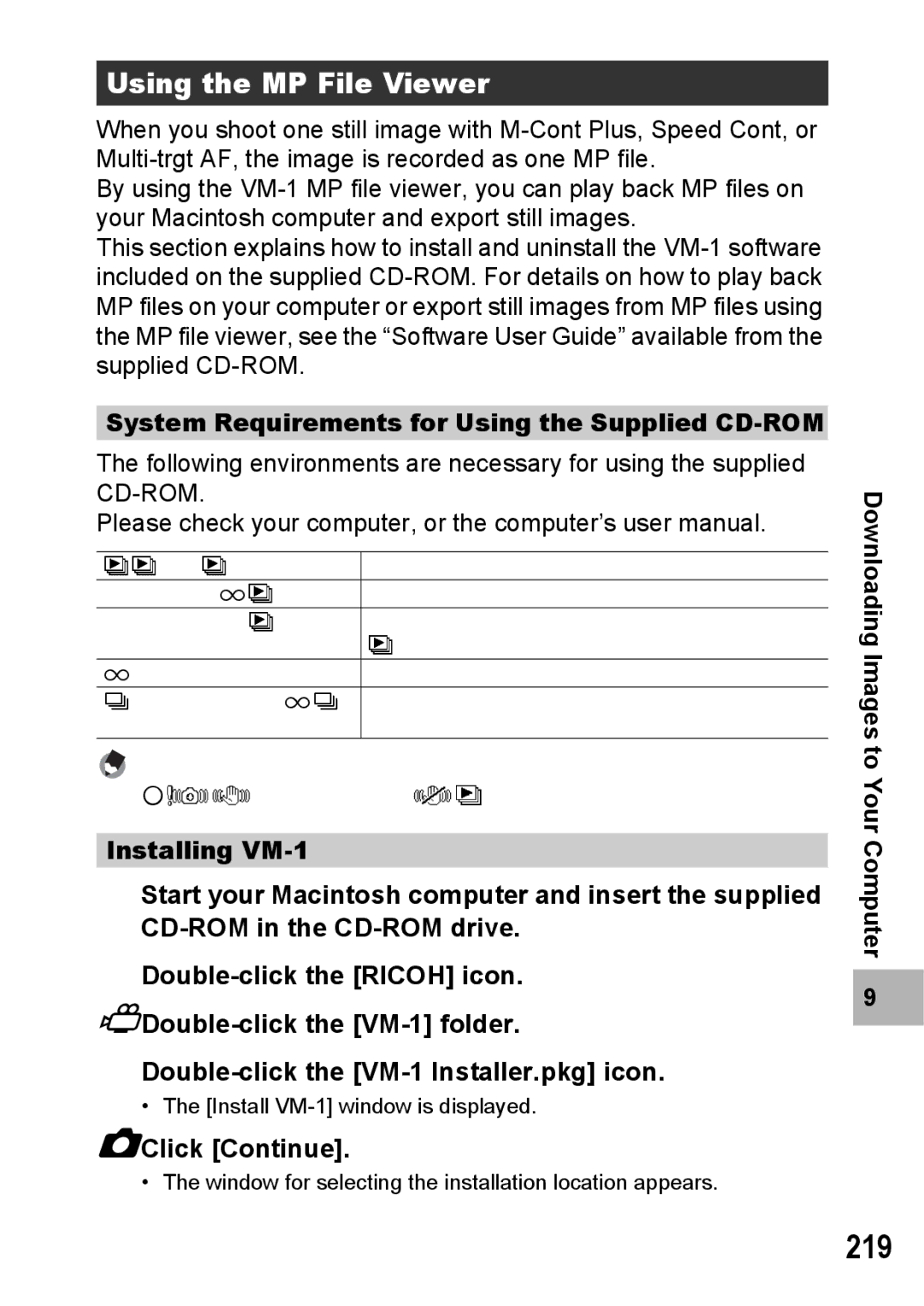 Samsung CX2 manual 219, Using the MP File Viewer, Click Continue 