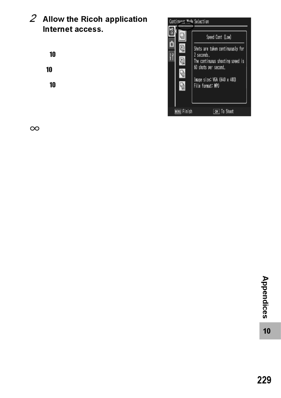 Samsung CX2 manual 229, Allow the Ricoh application Internet access, If you clicked the Ask Me Later button 