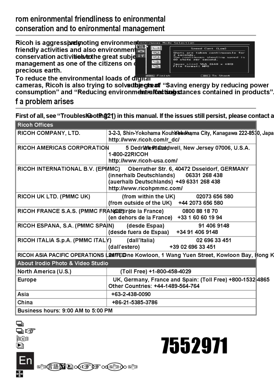 Samsung CX2 manual If a problem arises, Ricoh International B.V. Epmmc 