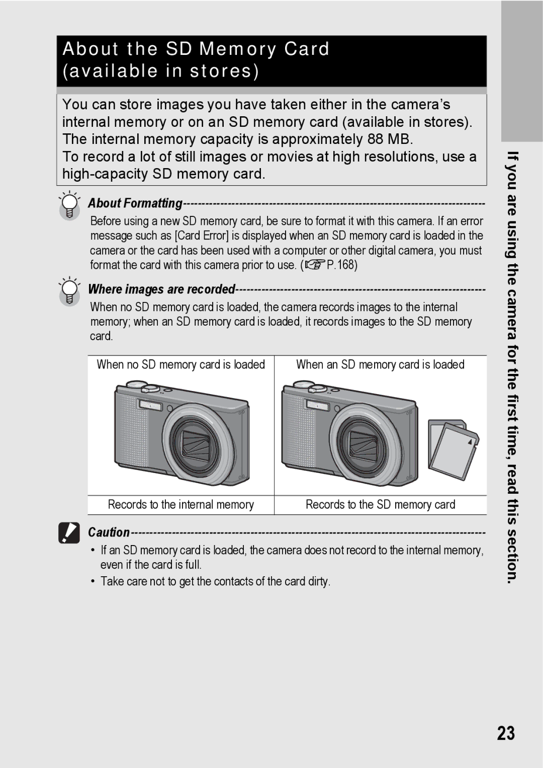 Samsung CX2 manual About the SD Memory Card available in stores, About Formatting 