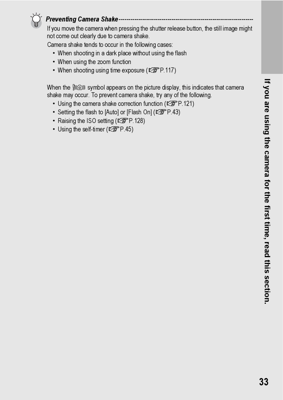 Samsung CX2 manual Preventing Camera Shake 