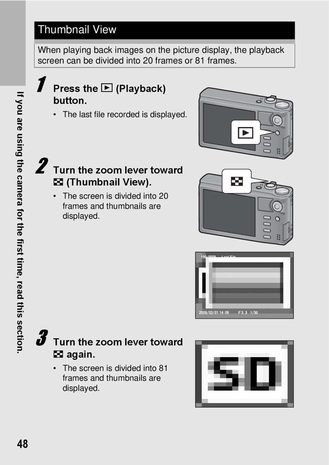 Samsung CX2 manual Turn the zoom lever toward Thumbnail View, Turn the zoom lever toward Again 