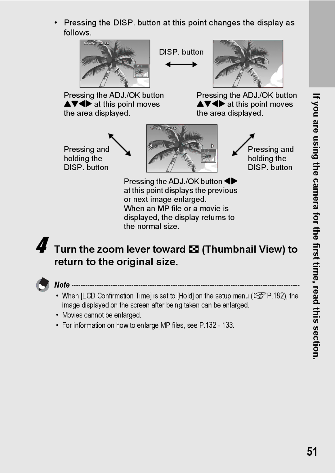 Samsung CX2 manual DISP. button Pressing the ADJ./OK button 