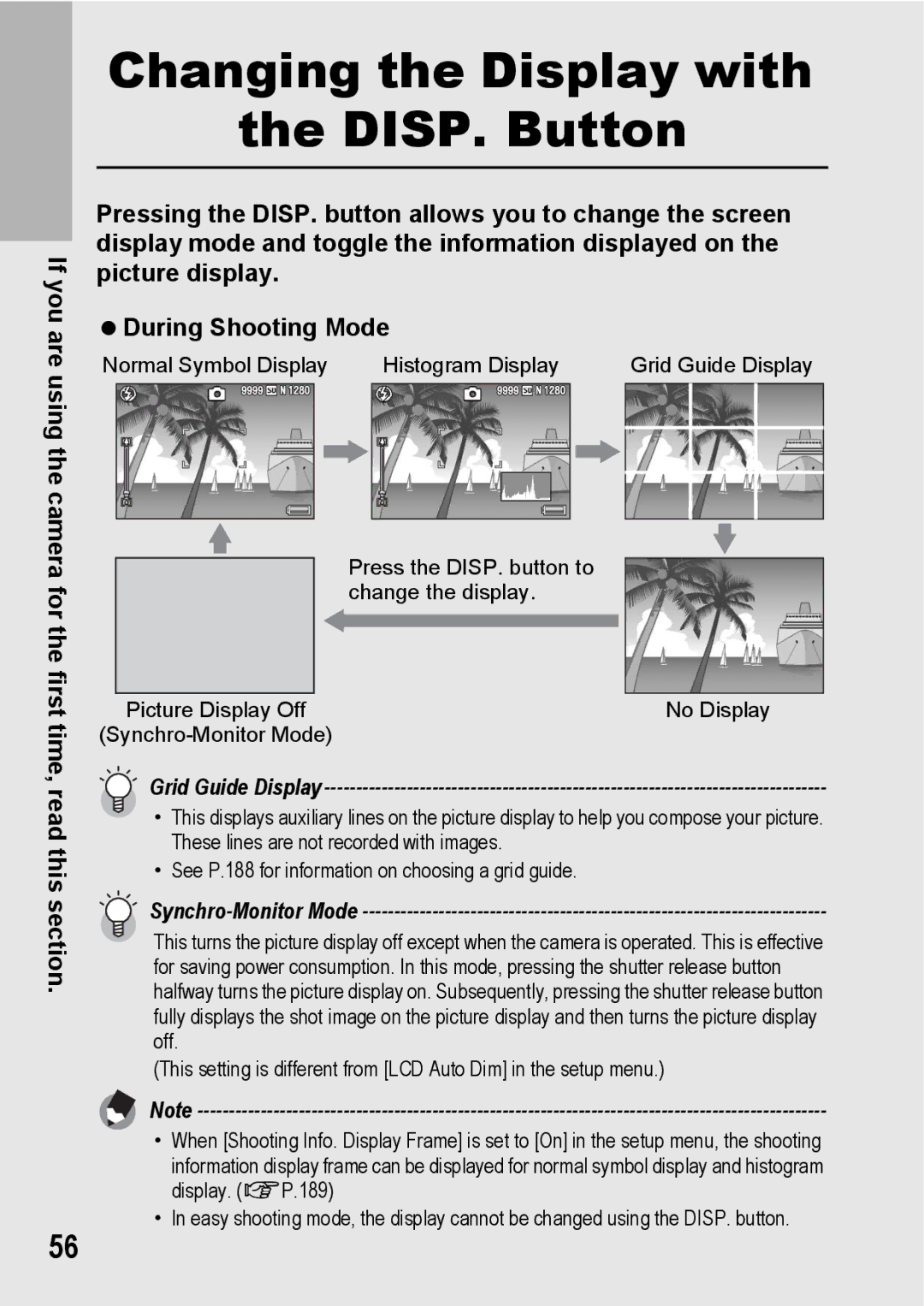 Samsung CX2 manual Changing the Display with DISP. Button 