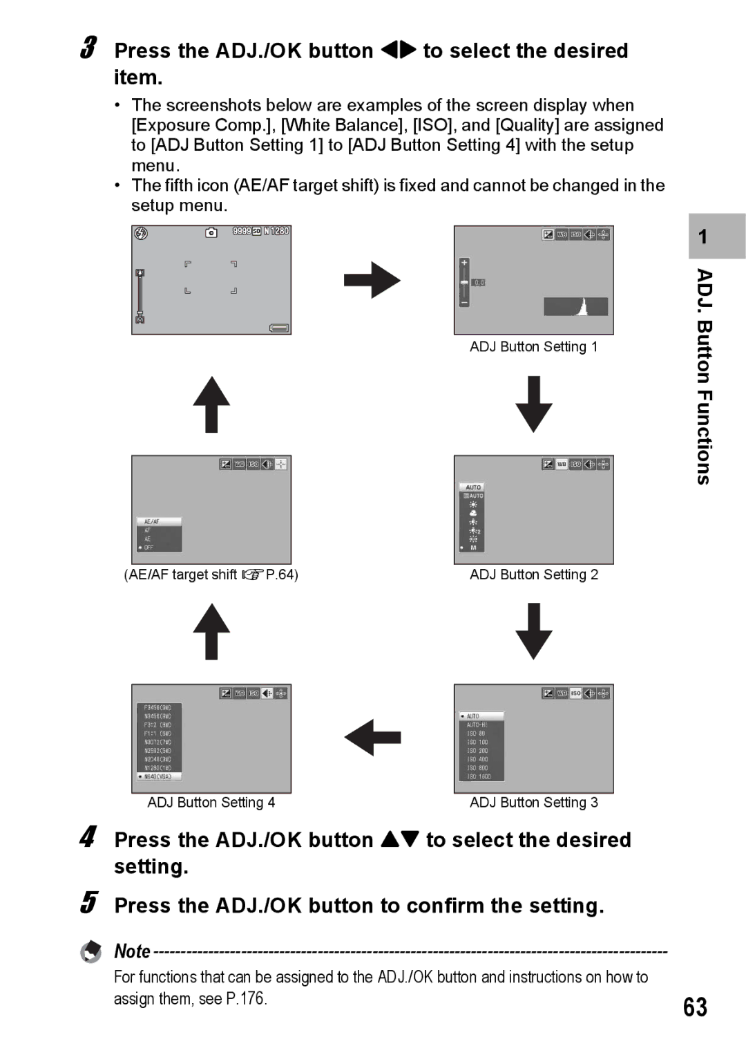 Samsung CX2 manual Press the ADJ./OK button #$ to select the desired item 