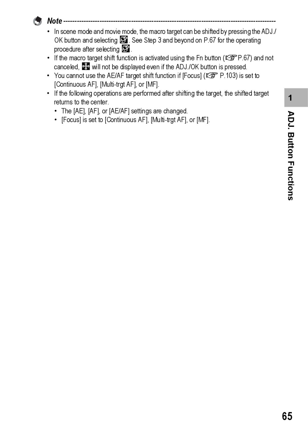 Samsung CX2 manual ADJ. Button Functions 