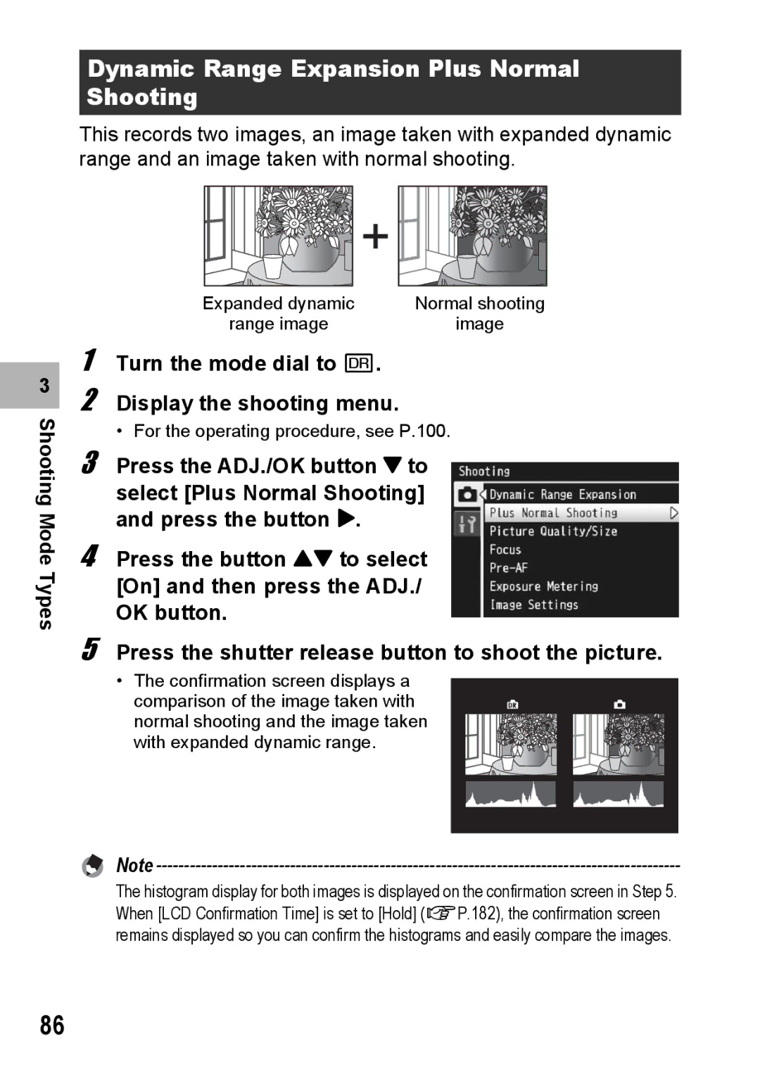 Samsung CX2 manual Dynamic Range Expansion Plus Normal Shooting, Press the ADJ./OK button to, Select Plus Normal Shooting 