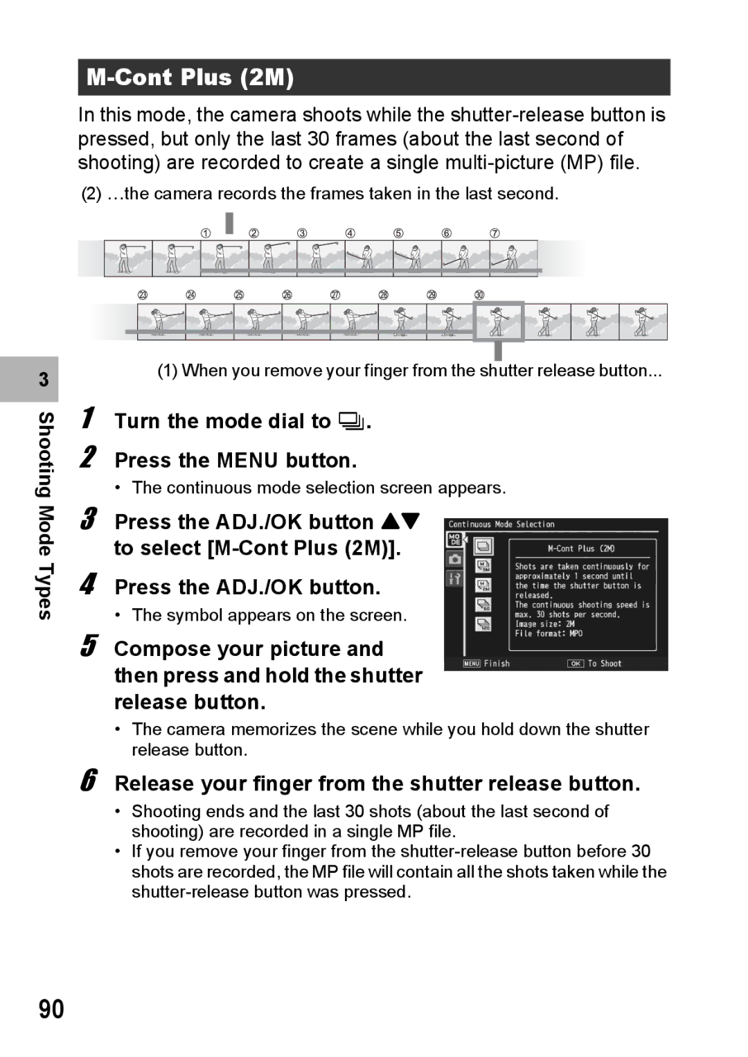 Samsung CX2 manual Press the ADJ./OK button ! to select M-Cont Plus 2M 