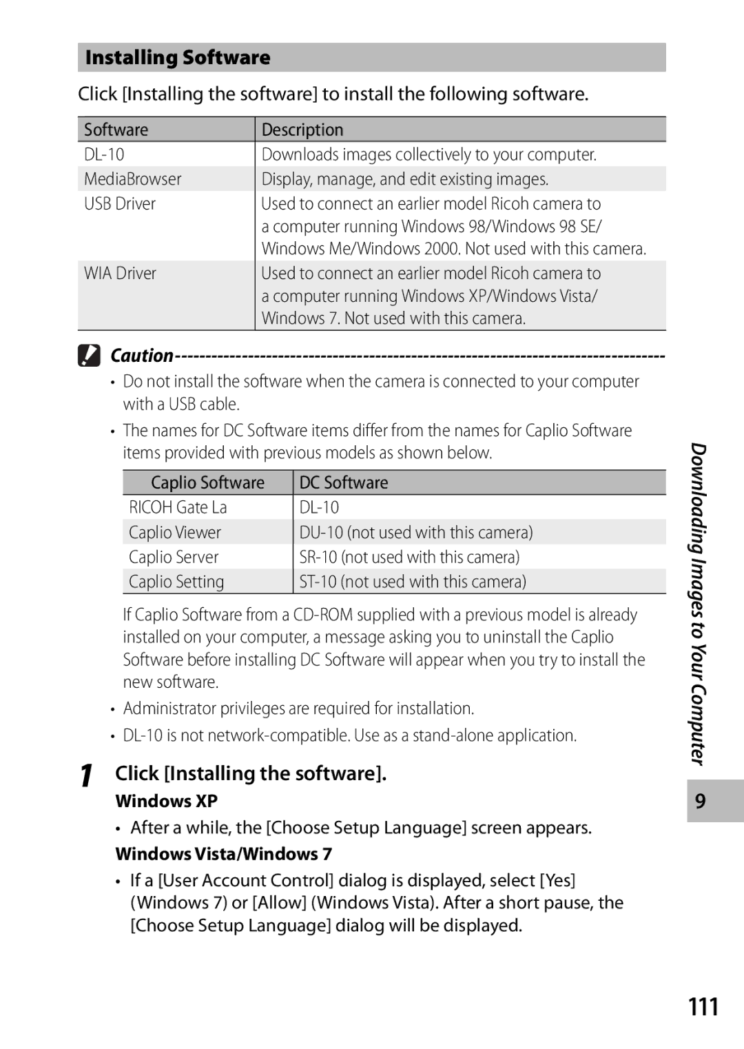 Samsung CX4 manual 111, Installing Software, Click Installing the software 