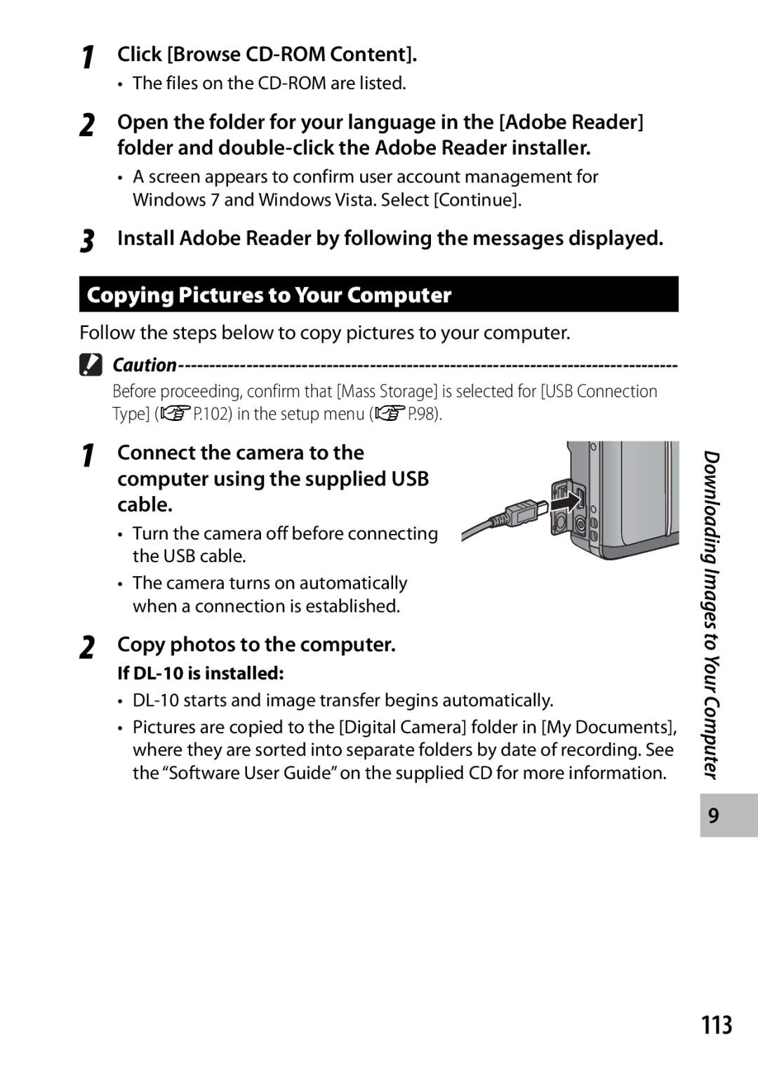 Samsung CX4 manual 113, Copying Pictures to Your Computer, Click Browse CD-ROM Content, Copy photos to the computer 