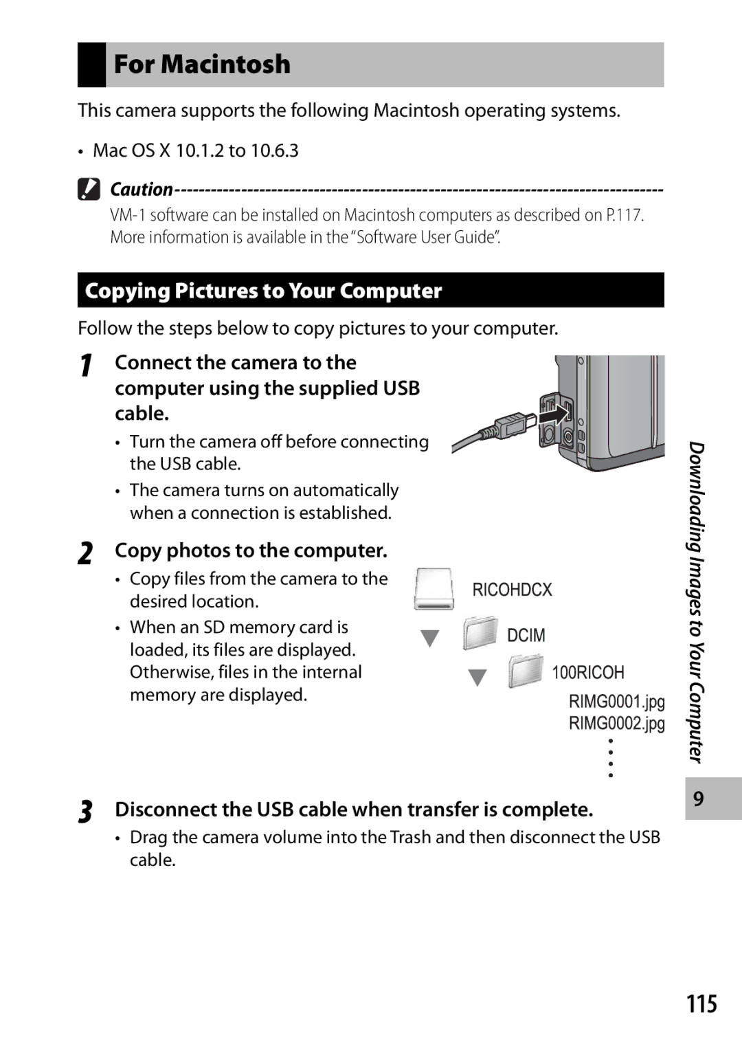 Samsung CX4 manual For Macintosh, 115, Otherwise, files in the internal memory are displayed 