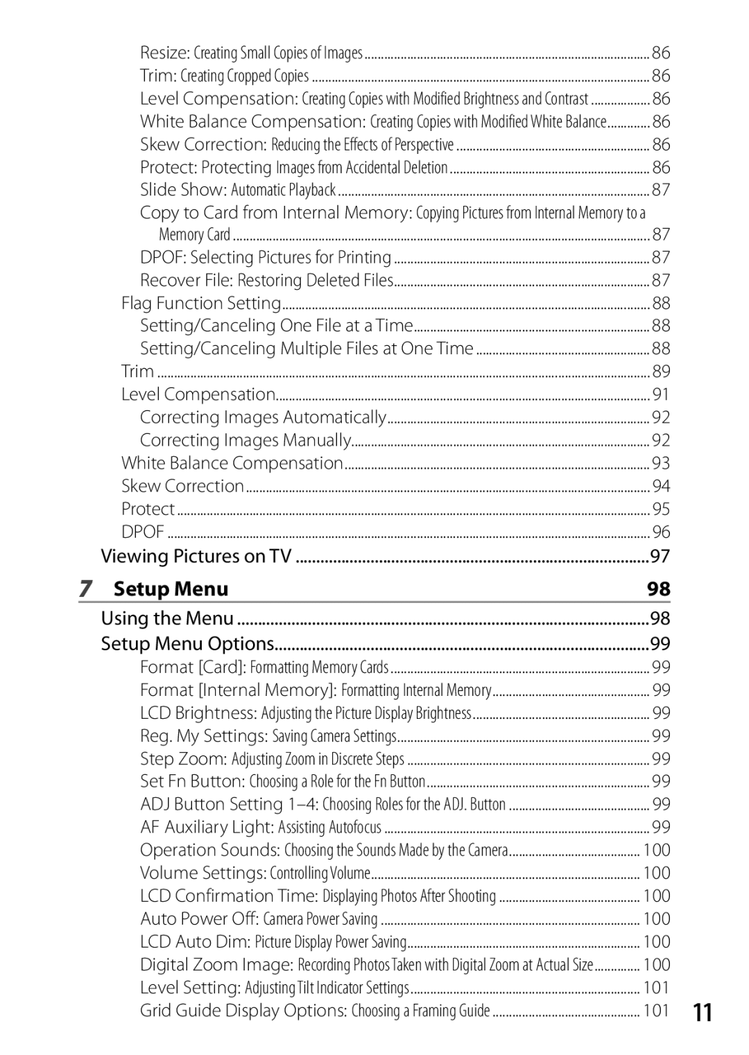 Samsung CX4 manual Using the Menu Setup Menu Options 