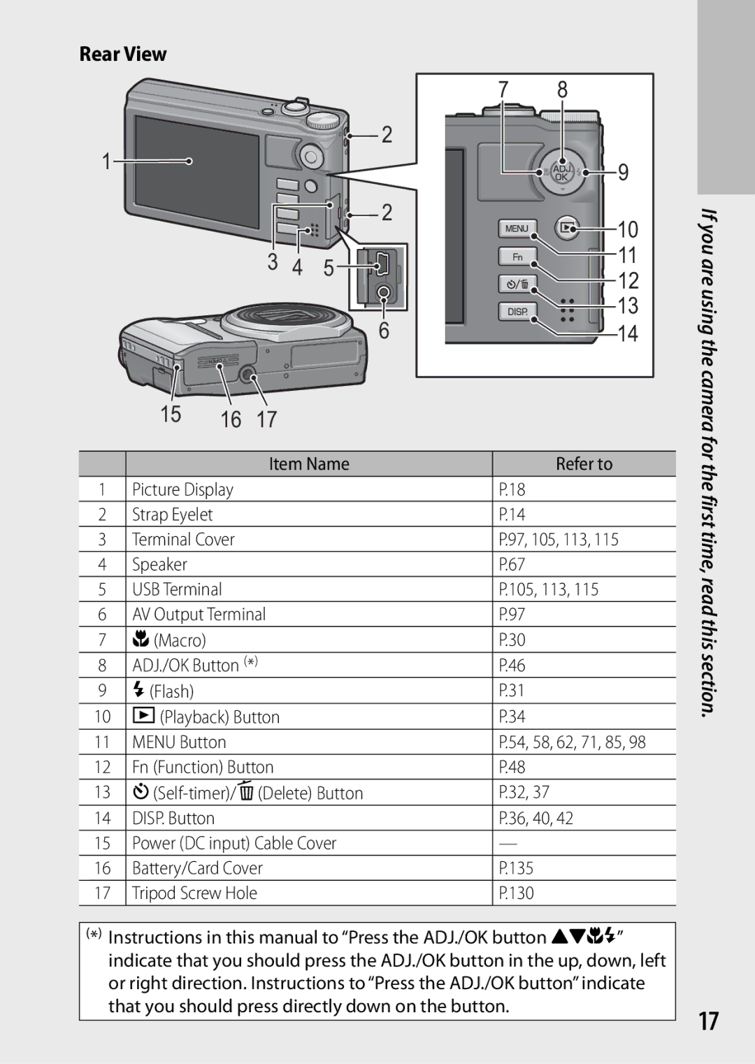 Samsung CX4 manual Rear View, 97, 105, 113, 54, 58, 62, 71, 85 36, 40 135 130 