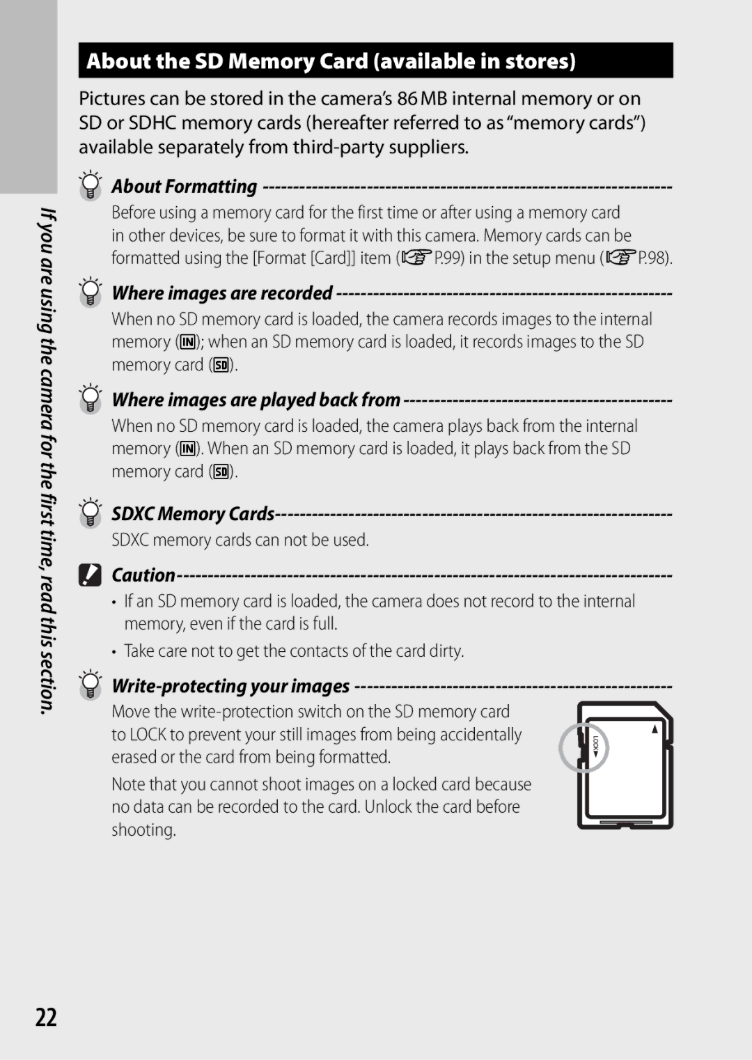 Samsung CX4 manual About the SD Memory Card available in stores, About Formatting 