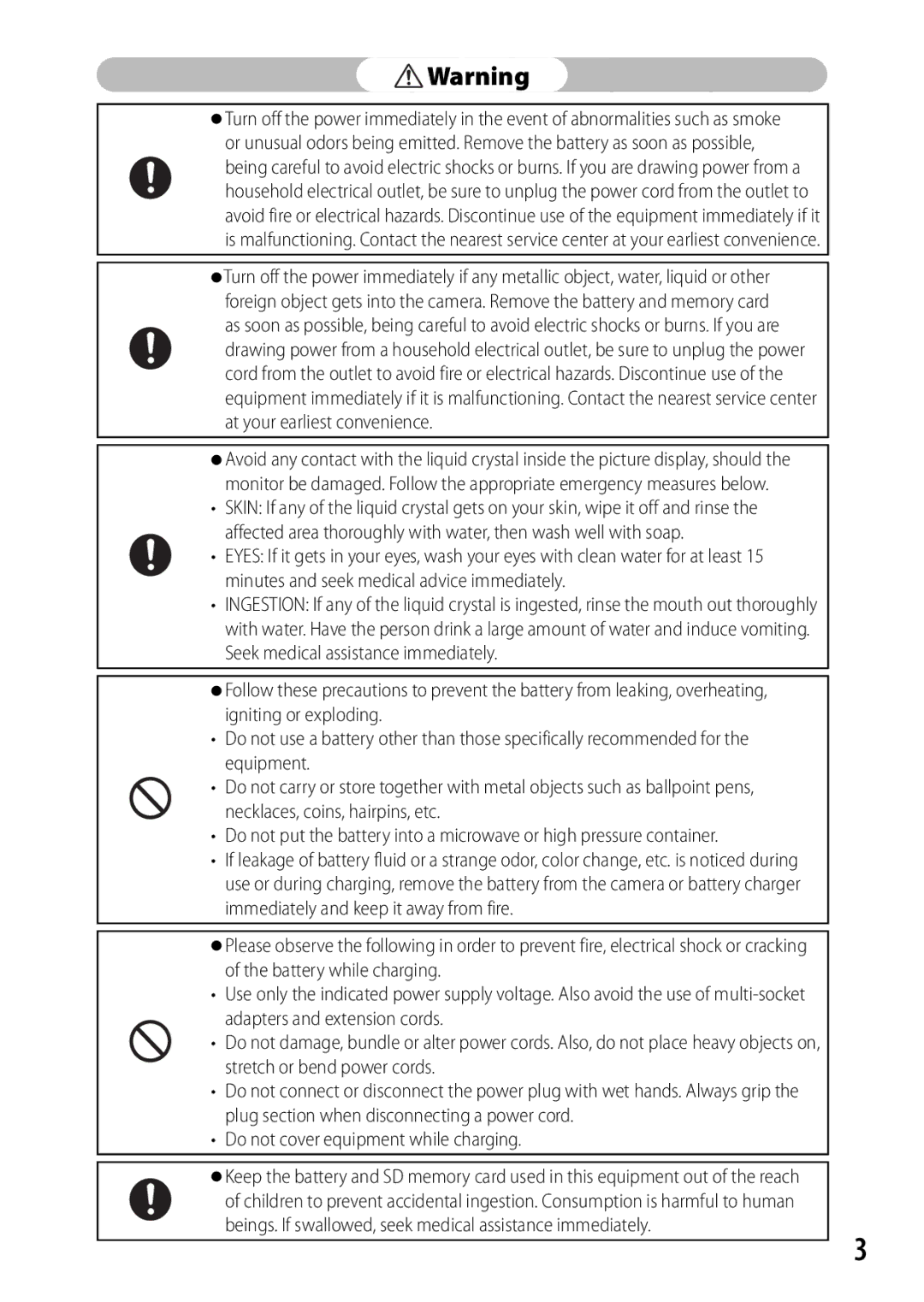 Samsung CX4 manual Do not cover equipment while charging 