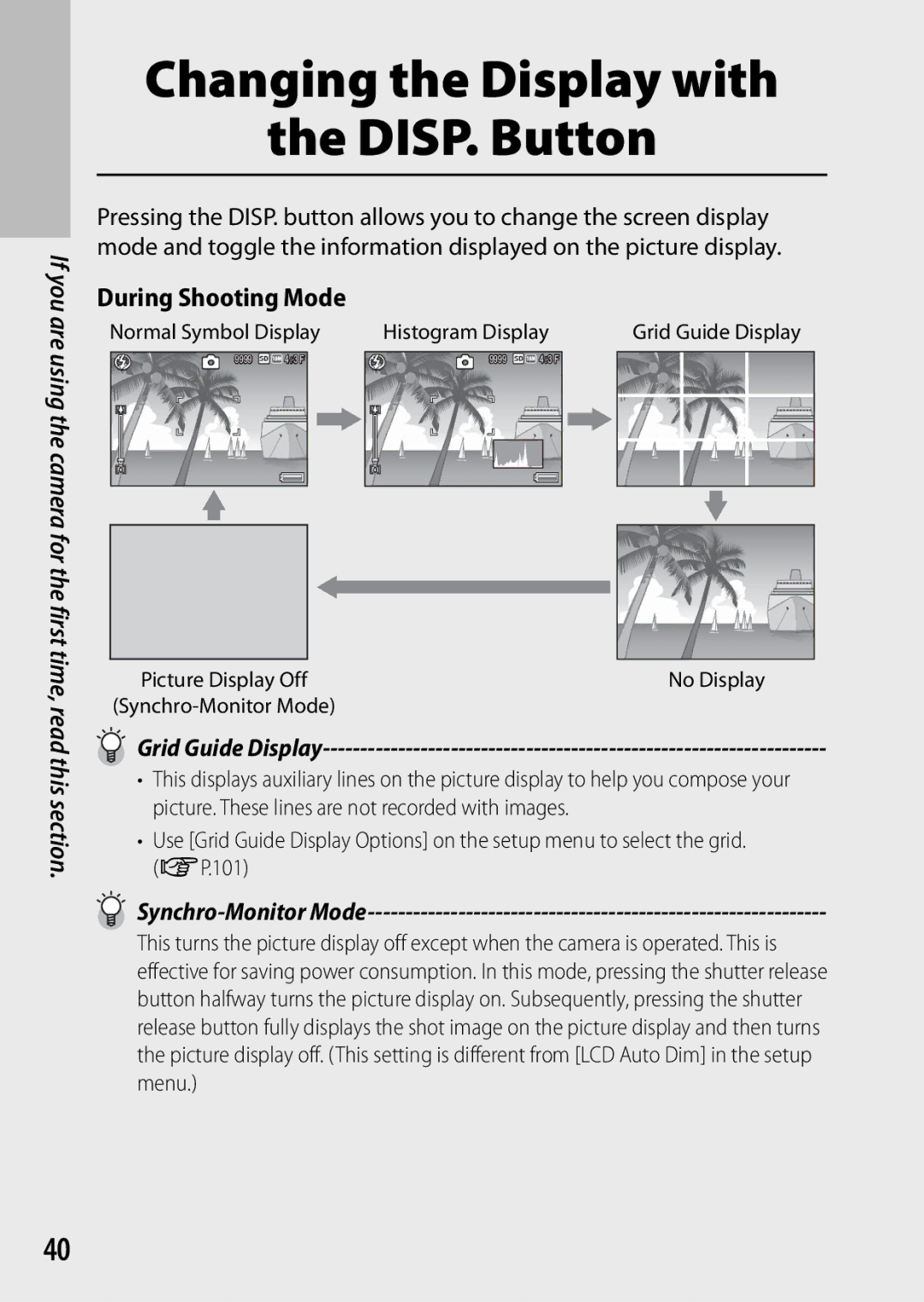 Samsung CX4 manual Changing the Display with DISP. Button, During Shooting Mode 