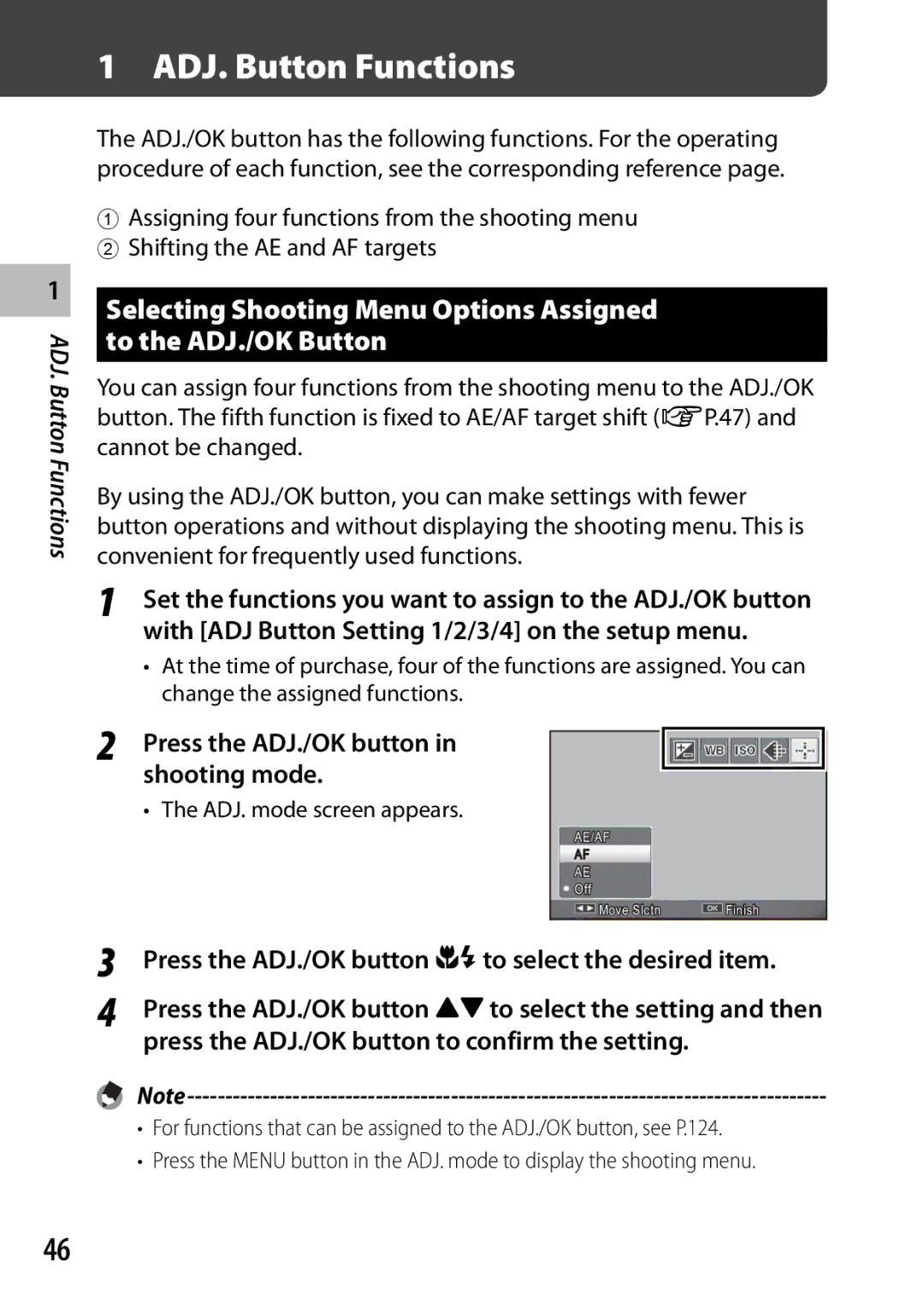 Samsung CX4 manual ADJ. Button Functions 