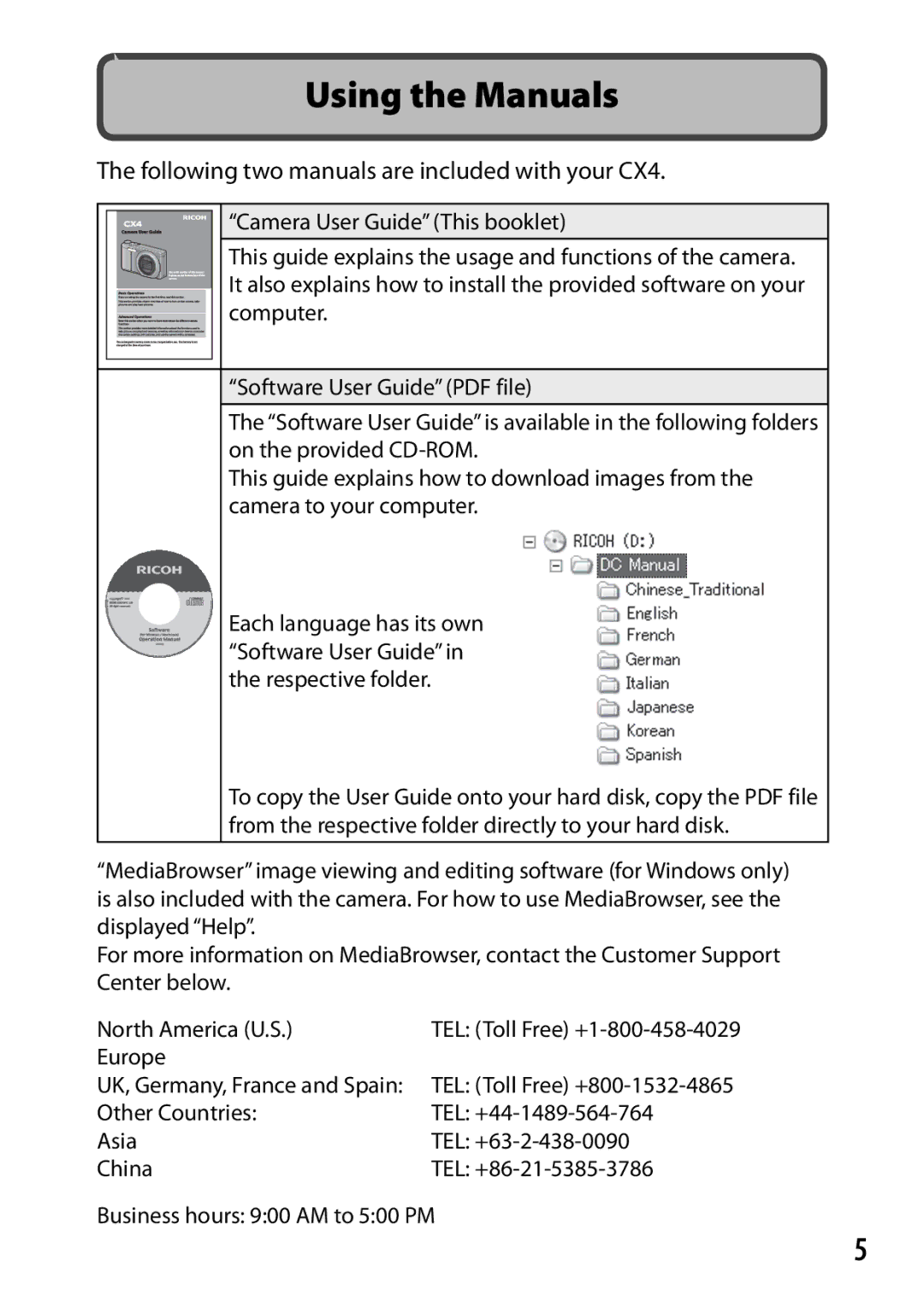 Samsung CX4 manual Europe, UK, Germany, France and Spain TEL Toll Free +800-1532-4865 