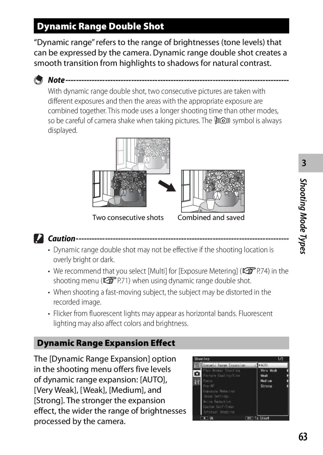 Samsung CX4 manual Dynamic Range Double Shot, Dynamic Range Expansion Effect 