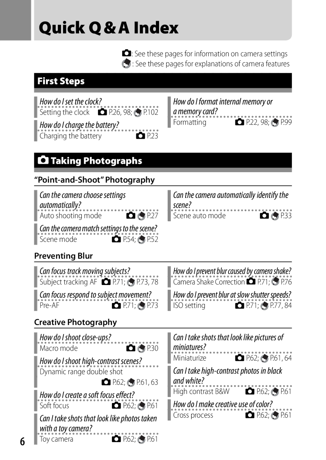 Samsung CX4 manual First Steps, 5Taking Photographs, Point-and-Shoot Photography, Preventing Blur, Creative Photography 