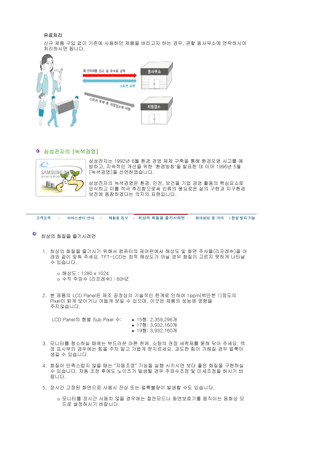 Samsung CX701N, CX901T, CX511N, CX712N, CX711N, CX501N, CX713T manual 삼성전자의 녹색경영, 유료처리 