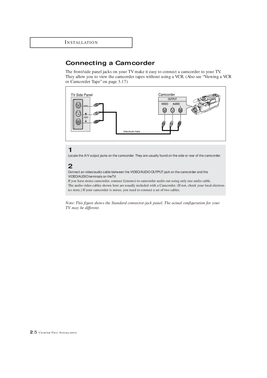 Samsung CXM 2785TP manual Connecting a Camcorder 