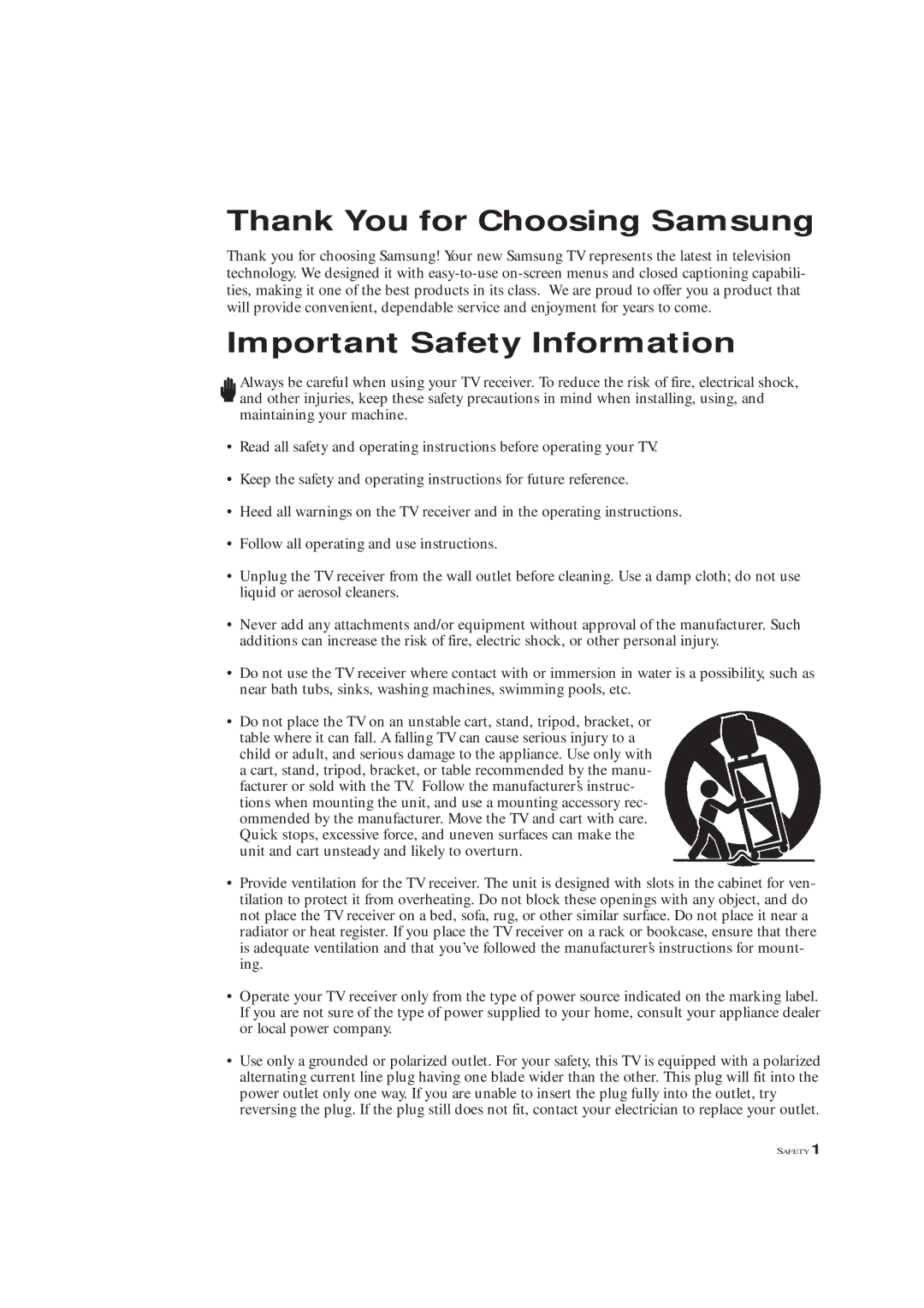 Samsung CXM 2785TP manual Thank You for Choosing Samsung 