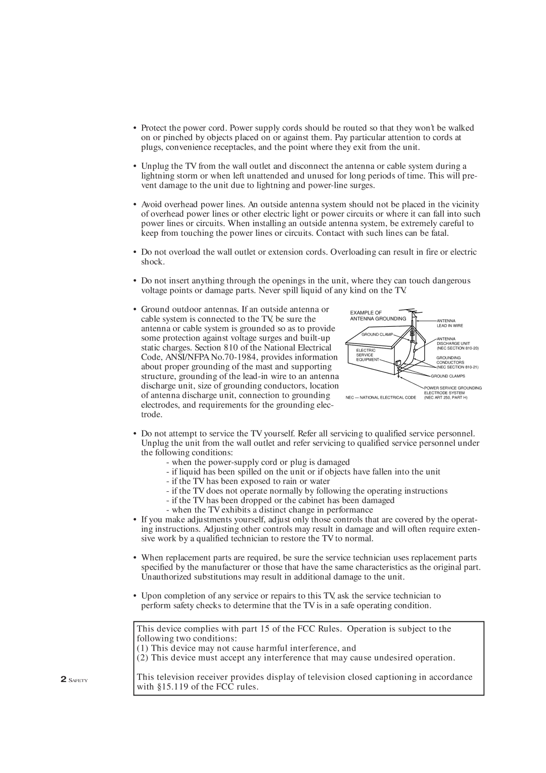 Samsung CXM 2785TP manual Example Antenna Grounding 