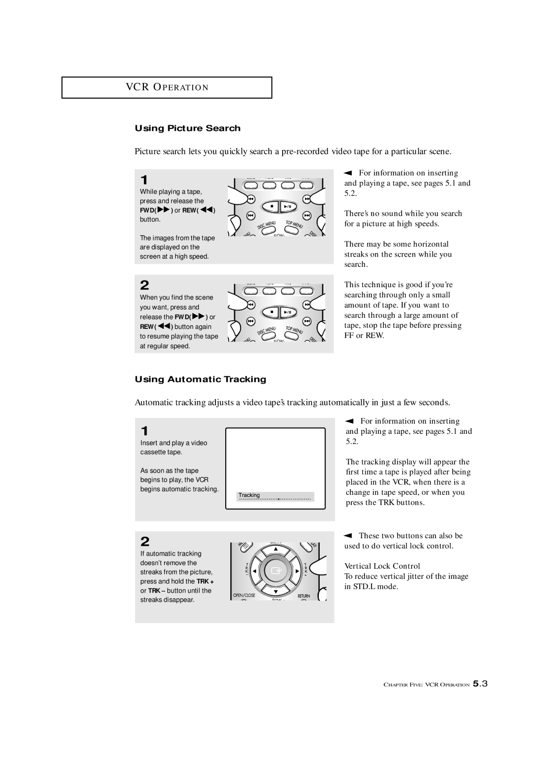 Samsung CXM 2785TP manual Using Picture Search, Using Automatic Tracking 