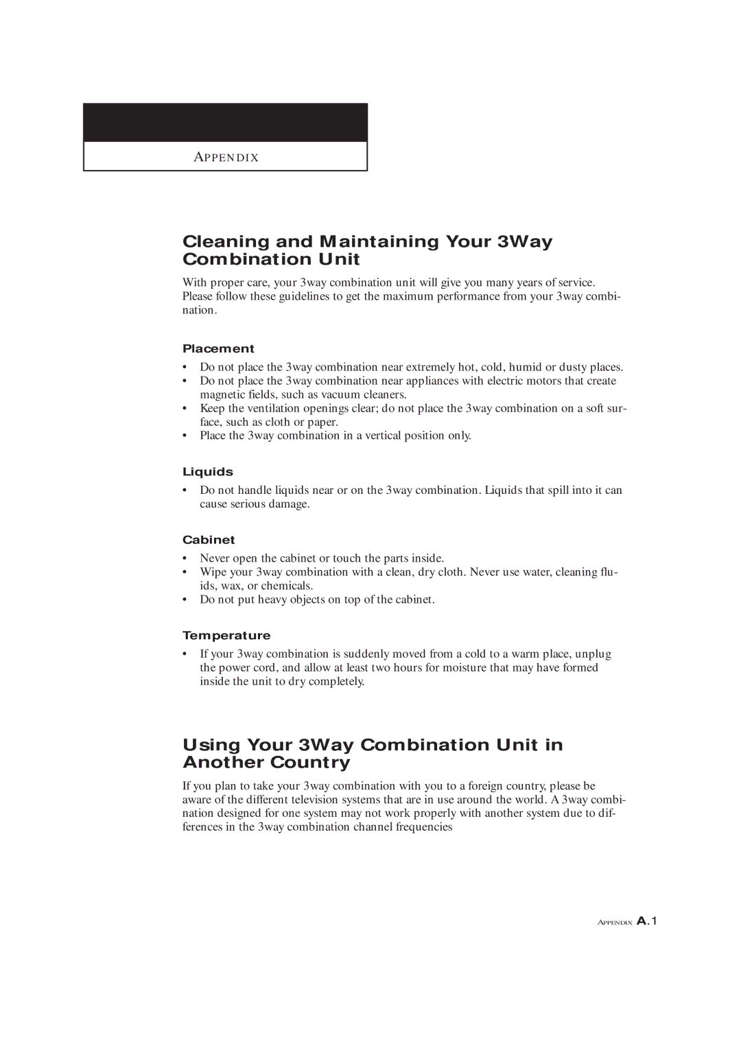 Samsung CXM 2785TP manual Cleaning and Maintaining Your 3Way Combination Unit 