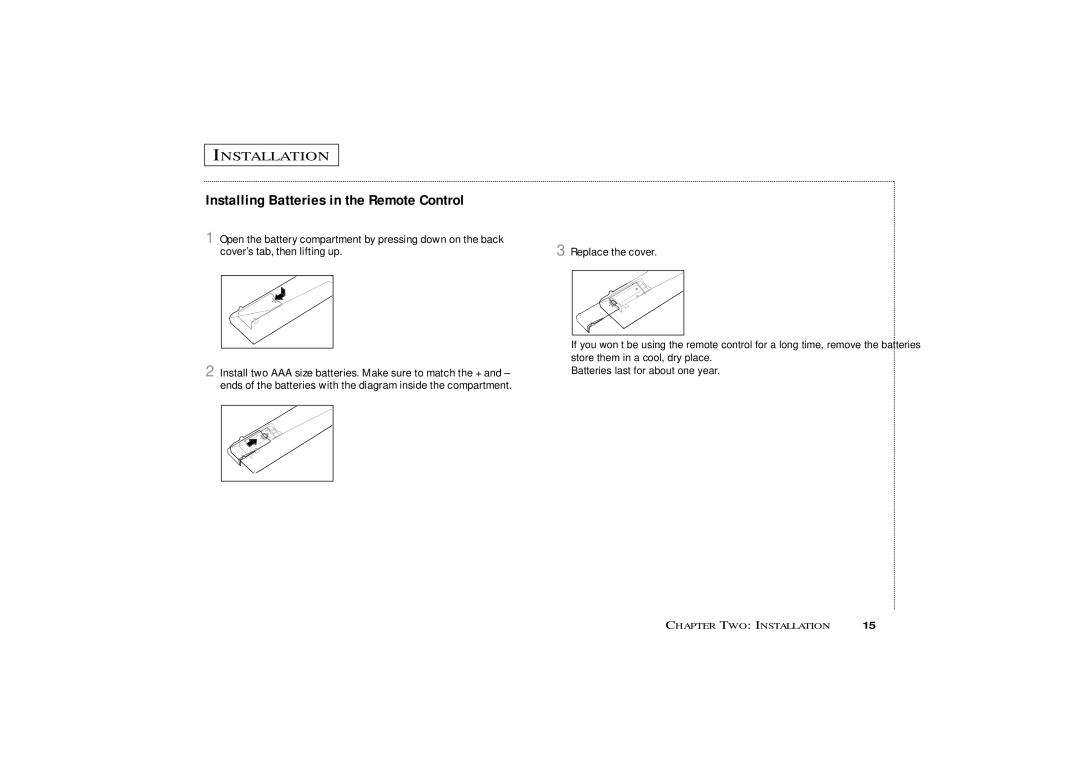 Samsung CXM 1374, CXM1974 owner manual Installing Batteries in the Remote Control, Replace the cover 