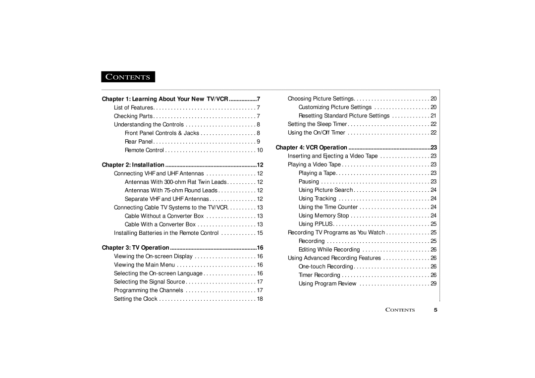 Samsung CXM 1374, CXM1974 owner manual Contents 