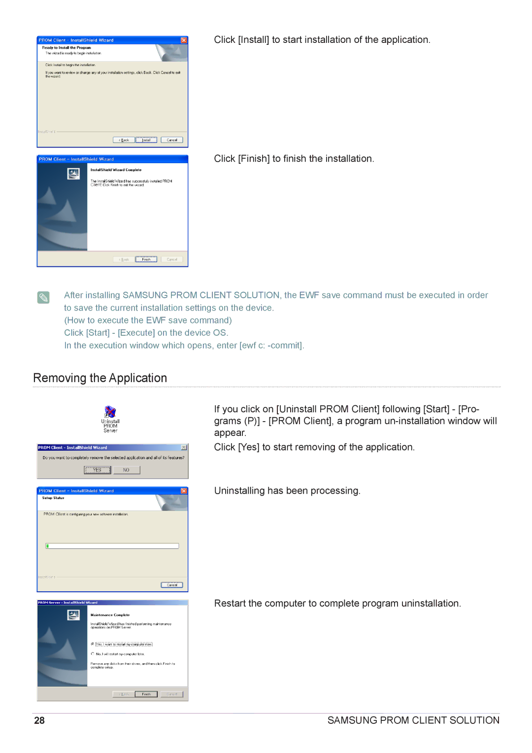 Samsung CY-CMR/EN, CY-CMR/ZA manual Removing the Application 