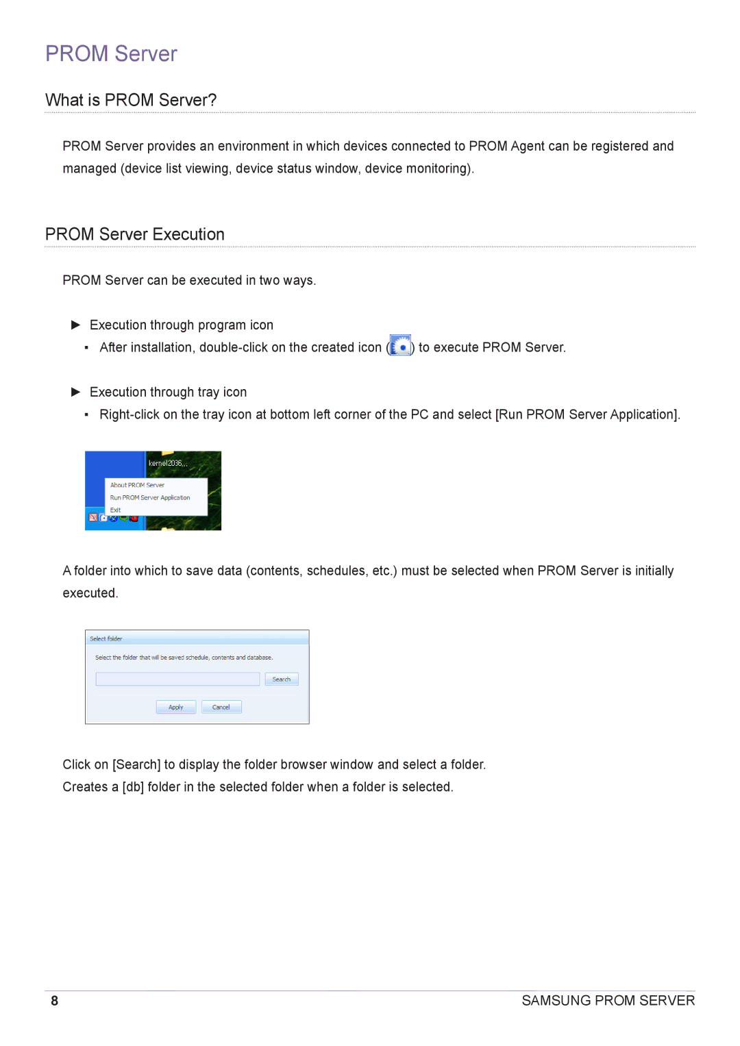 Samsung CY-CMR/EN, CY-CMR/ZA manual What is Prom Server?, Prom Server Execution 