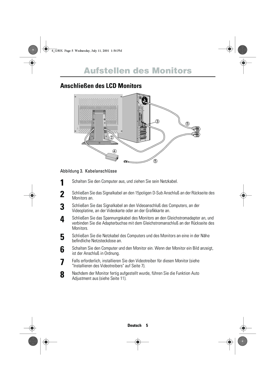 Samsung CZ15VTSN/XEG manual Anschließen des LCD Monitors, Abbildung 3. Kabelanschlüsse 