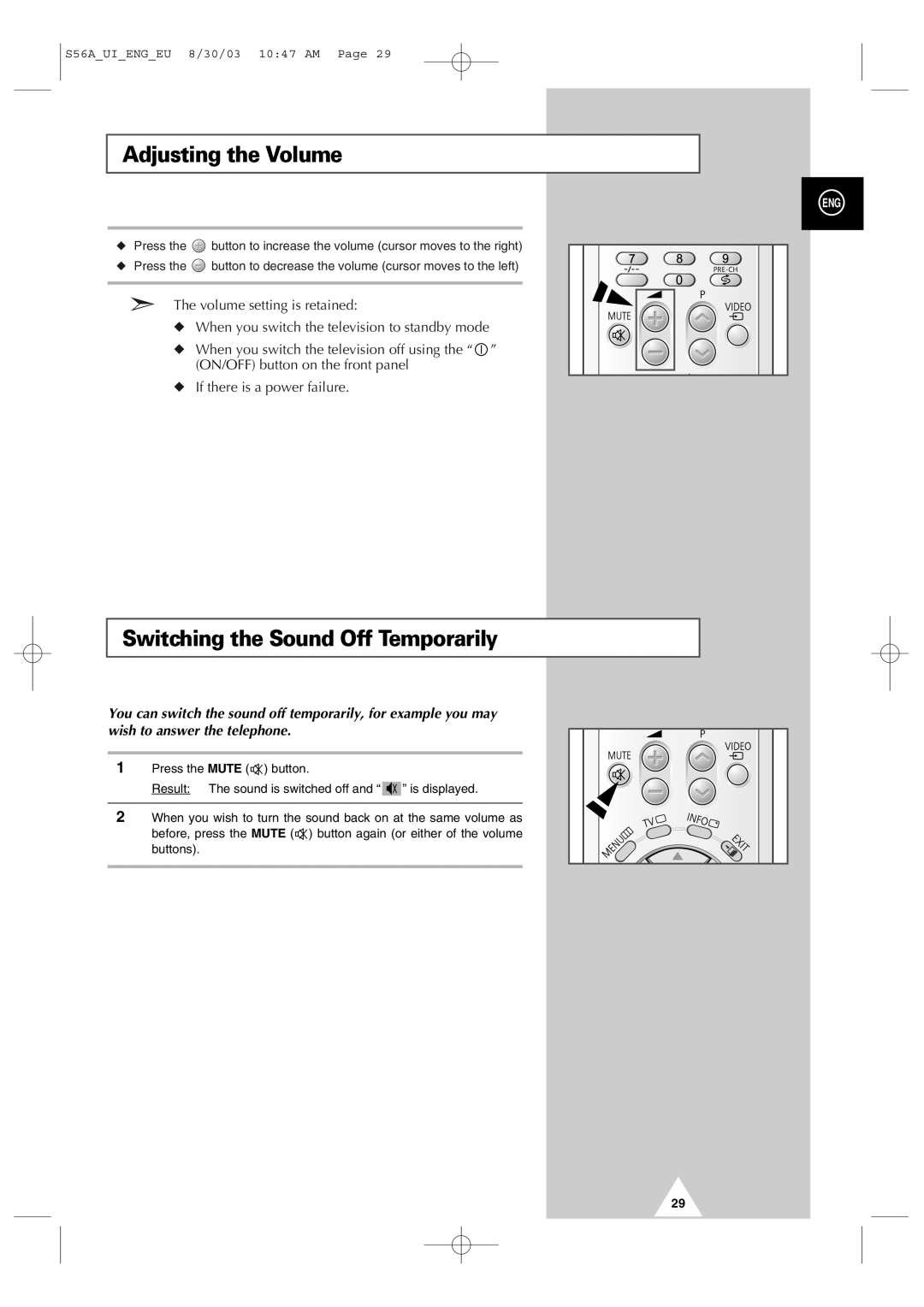 Samsung CZ21A113N5 manual Adjusting the Volume, Switching the Sound Off Temporarily 