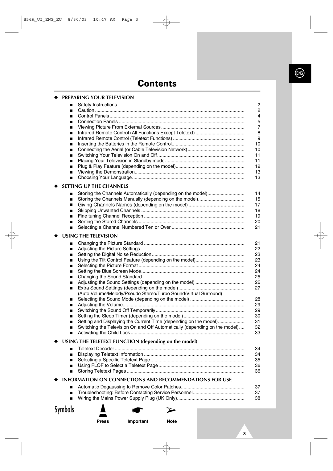 Samsung CZ21A113N5 manual Contents 