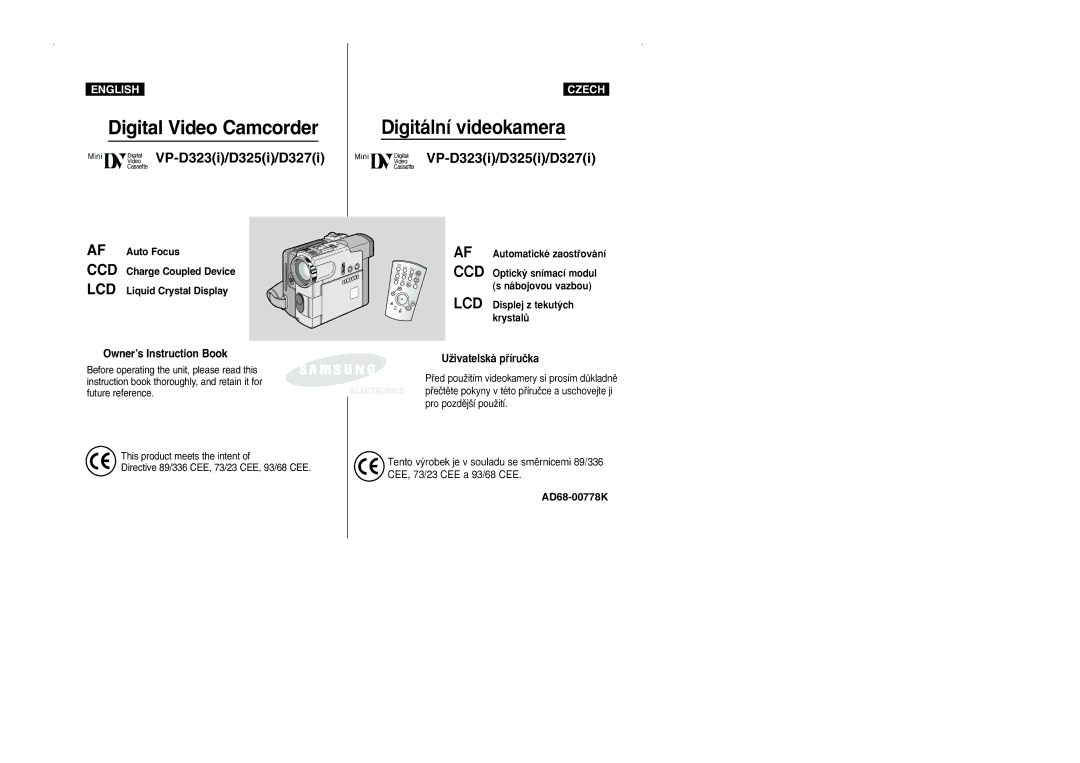 Samsung CZECH manual Digital Video Camcorder Digitální videokamera 