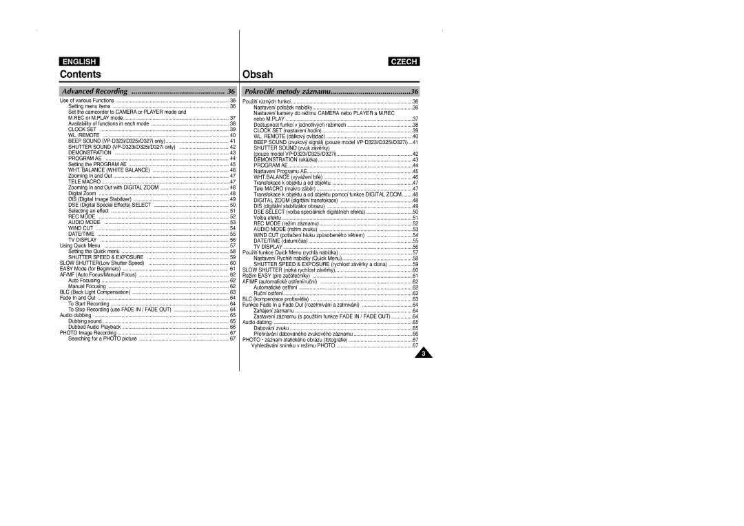 Samsung CZECH manual Pokroãilé metody záznamu 