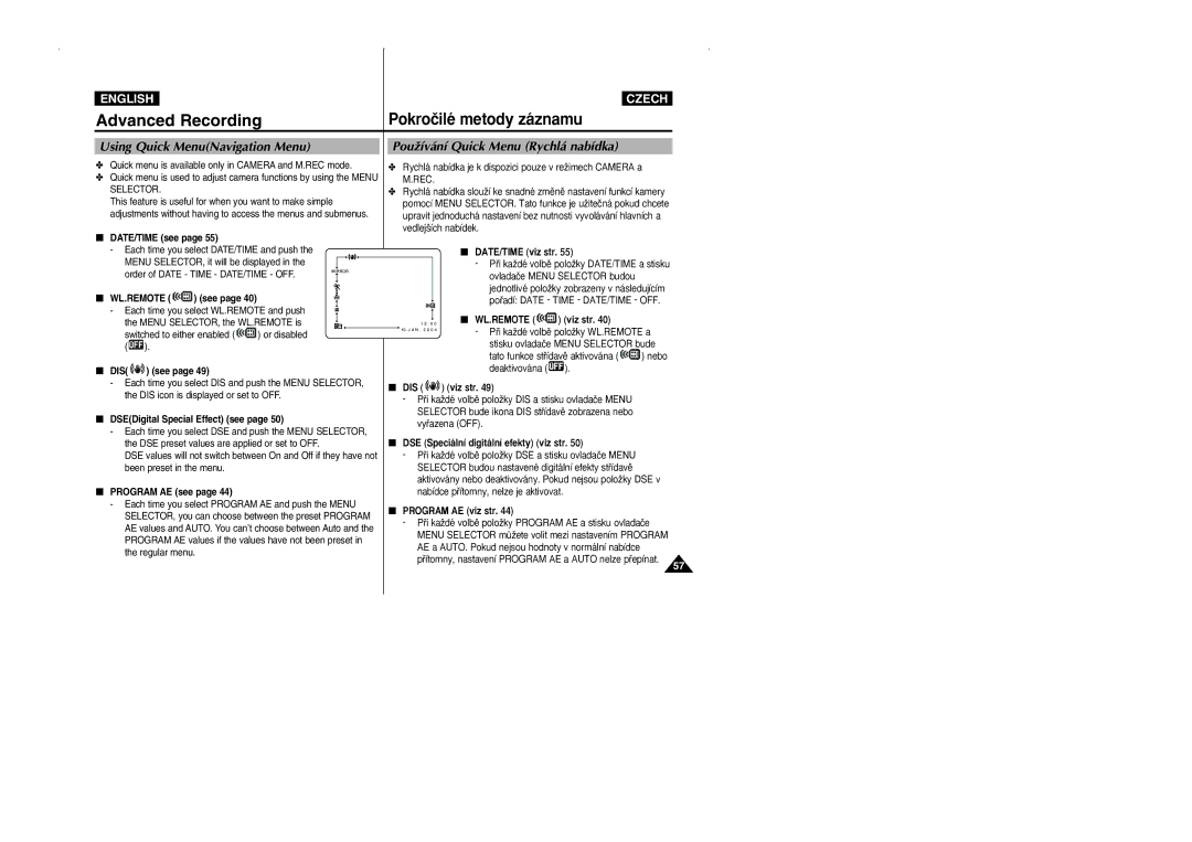 Samsung CZECH manual Using Quick MenuNavigation Menu, PouÏívání Quick Menu Rychlá nabídka, Wl.Remote 