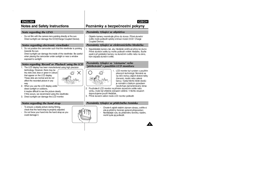 Samsung CZECH manual Poznámky t˘kající se objektivu, Poznámky t˘kající se elektronického hledáãku 