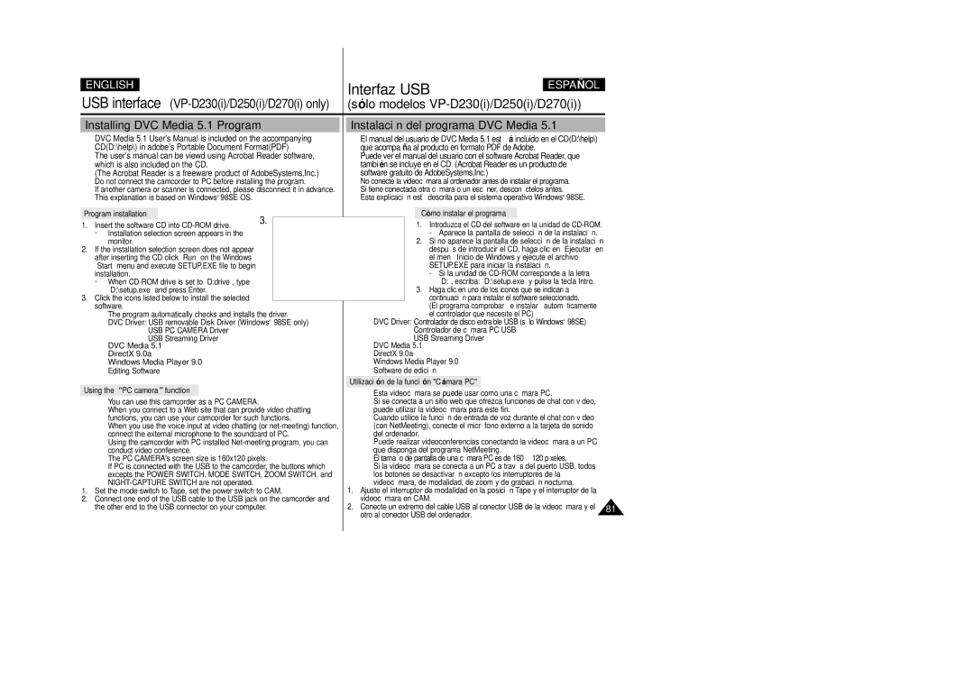 Samsung D250(i), D270(i), D230(i) manual Which is also included on the CD, Software gratuito de AdobeSystems,Inc 