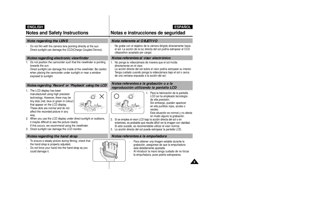 Samsung D250(i) manual Nota referente al Objetivo, Notas referentes al visor electrónico, Notas referentes a la empuñadura 